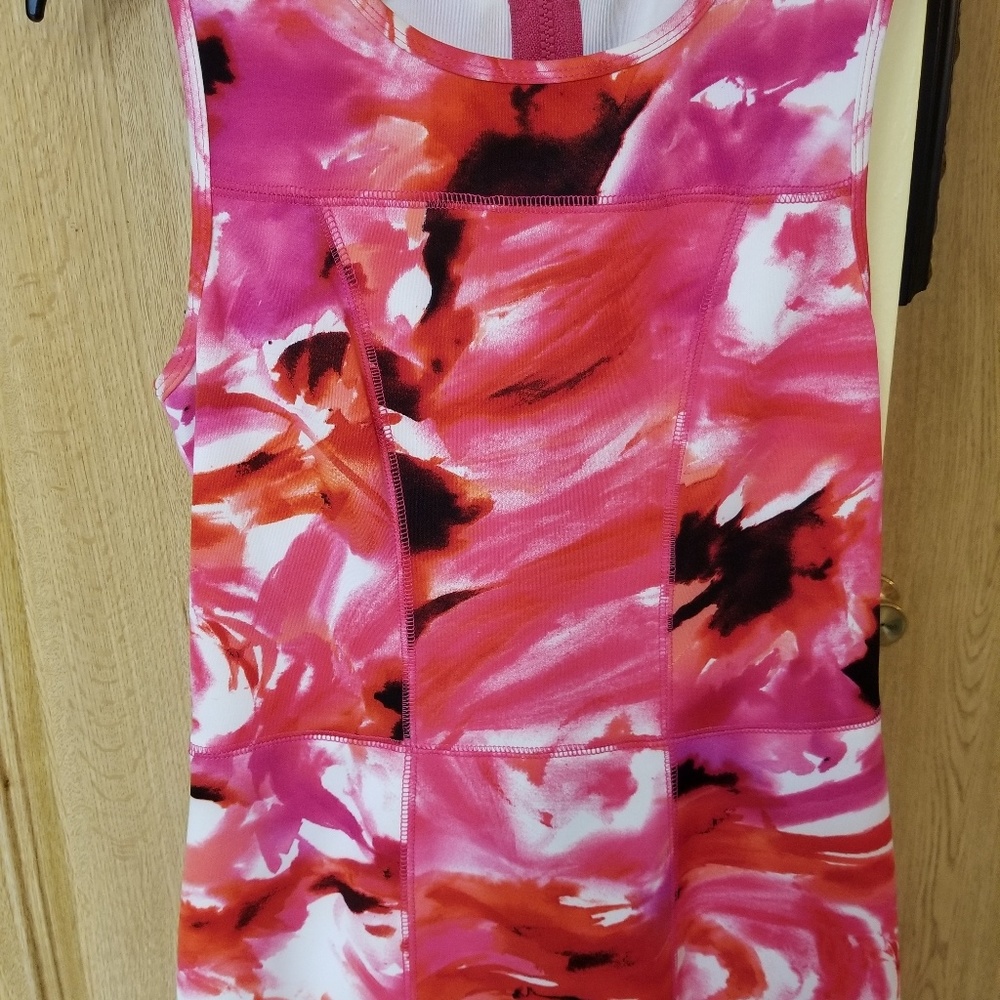 Pink print dress by Maggie London, bought at Neima